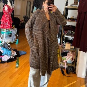 Line oversized cozy cotton duster with pockets